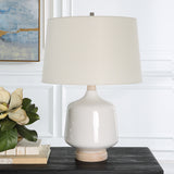 Uttermost Opal Gloss White Table Lamp 30250-1 WOOD,CERAMIC,FABRIC