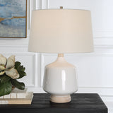 Uttermost Opal Gloss White Table Lamp 30250-1 WOOD,CERAMIC,FABRIC