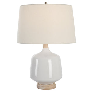 Uttermost Opal Gloss White Table Lamp 30250-1 WOOD,CERAMIC,FABRIC