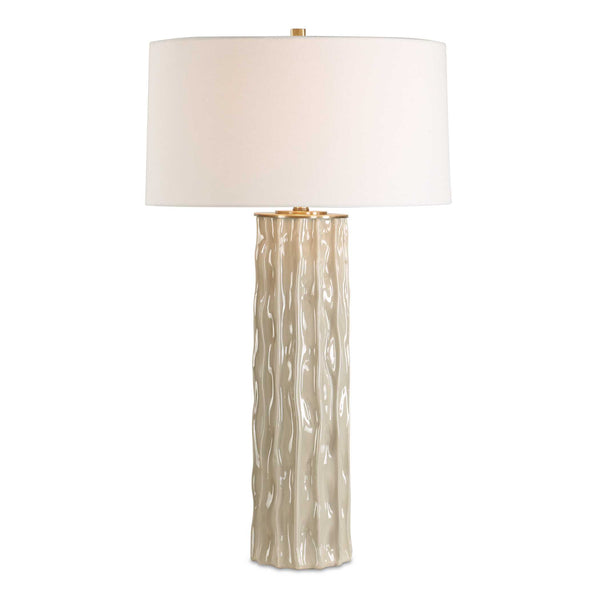 Uttermost Parilli Taupe Gray Table Lamp With Organic Ceramic Base, Brushed Nickel & Off-white Shade Brown,Gray Steel,Ceramic,Fabric 30555
