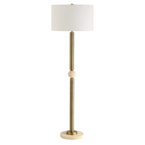 Uttermost Hudson Gold Floor Lamp - Elegant Steel Base With Travertine Orb & Crisp White Shade Design Brass,Gold Steel,Travertine,Fabric 30547-1