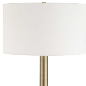 Uttermost Hudson Gold Floor Lamp - Elegant Steel Base With Travertine Orb & Crisp White Shade Design Brass,Gold Steel,Travertine,Fabric 30547-1