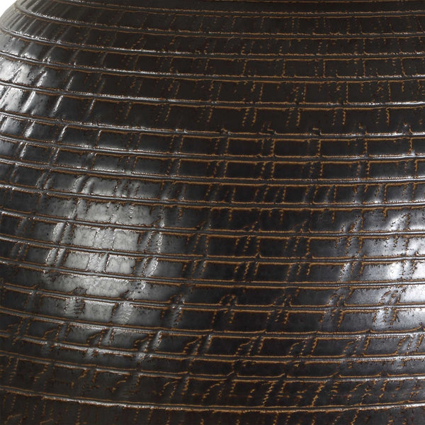 Uttermost Hawkins Bronze Ribbed Table Lamp - Elegant Urn Shape, Industrial Style, White Linen Shade Black,Bronze Steel,Ceramic,Fabric 30562-1