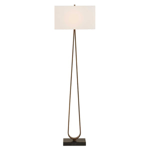 Uttermost Galloway Minimalist Bronze Floor Lamp With Elegant White Linen Shade And Marble Base Bronze Marble,Iron,Fabric 30591