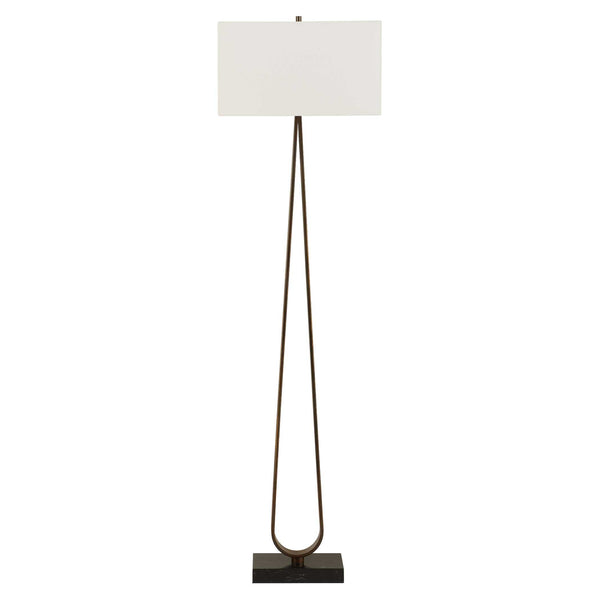 Uttermost Galloway Minimalist Bronze Floor Lamp With Elegant White Linen Shade And Marble Base Bronze Marble,Iron,Fabric 30591