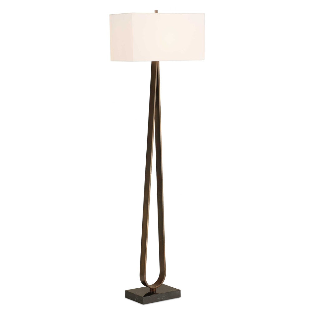Uttermost Galloway Minimalist Bronze Floor Lamp With Elegant White Linen Shade And Marble Base Bronze Marble,Iron,Fabric 30591