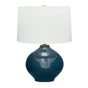 Uttermost Uttermost Corrine Mottled Deep-Blue Ceramic Table Lamp With Brass Accents & White Linen Shade Bliss 30538-1
