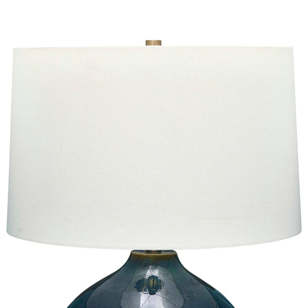 Uttermost Uttermost Corrine Mottled Deep-Blue Ceramic Table Lamp With Brass Accents & White Linen Shade Bliss 30538-1