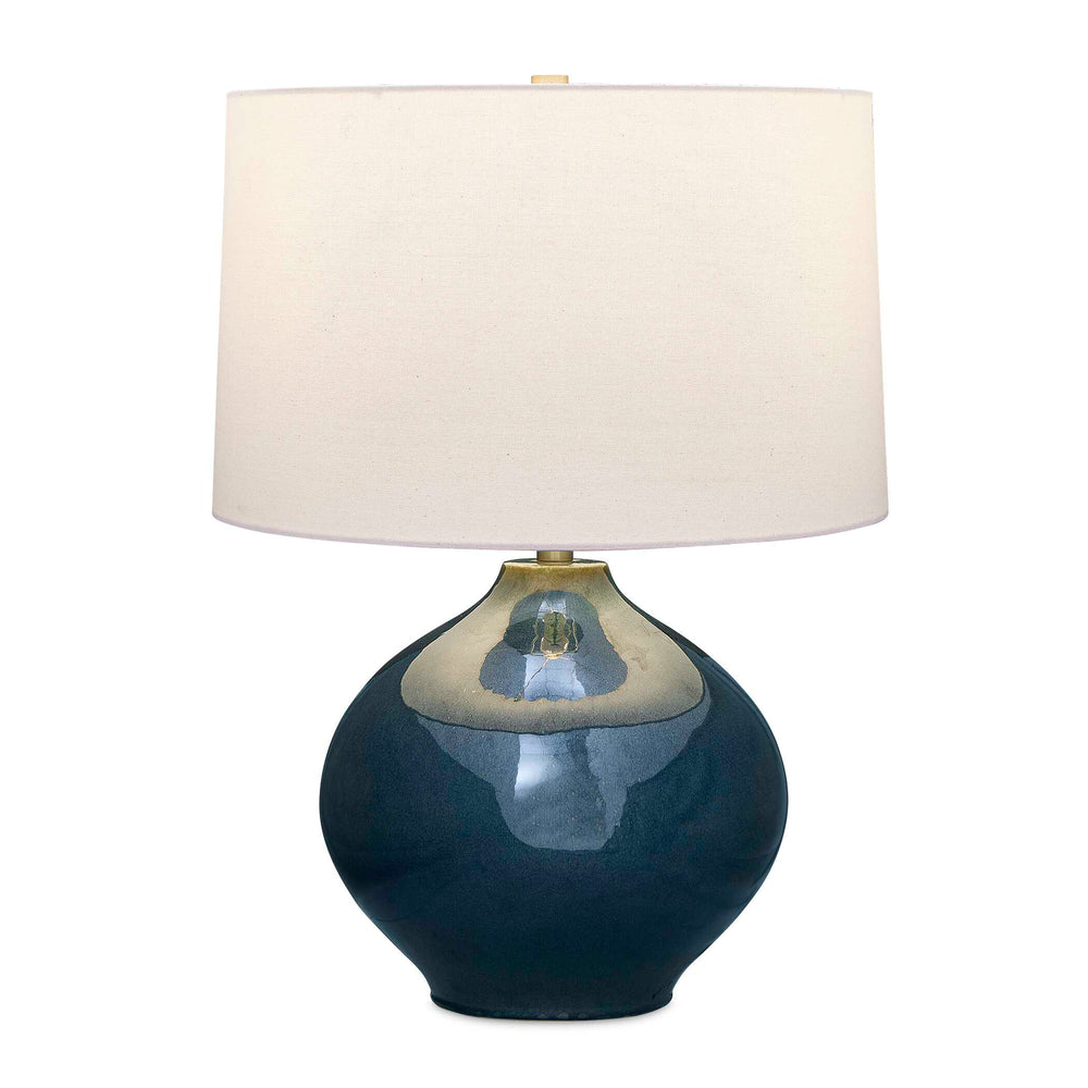 Uttermost Uttermost Corrine Mottled Deep-Blue Ceramic Table Lamp With Brass Accents & White Linen Shade Bliss 30538-1