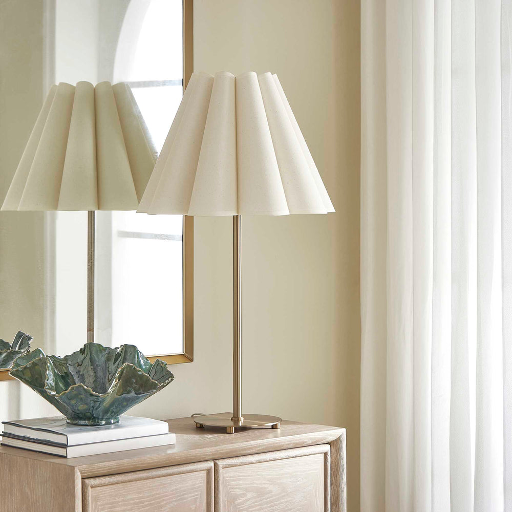 Uttermost Uttermost Lilabet Brass-Plated Table Lamp With Deeply Fluted White Shade, Warm Diffused Glow, Versatile Style 30539-1
