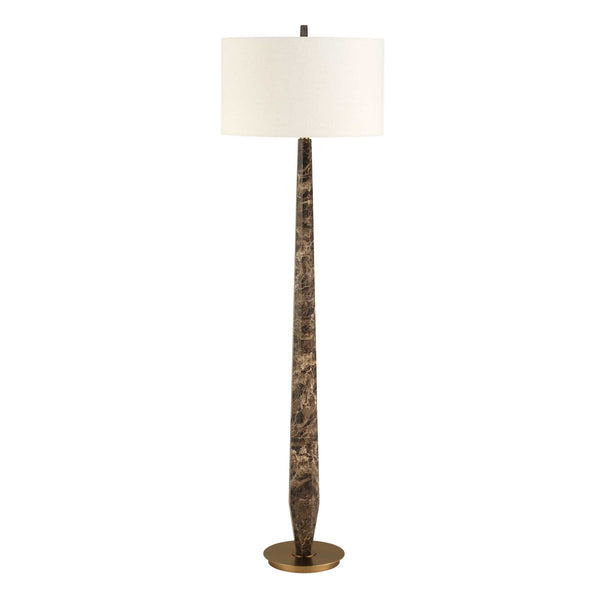Uttermost Tyree Brown Marble Floor Lamp - Elegant Emperador Design With Brass Accents & Unique Veining Brown Steel & Emperador & Linen 30553
