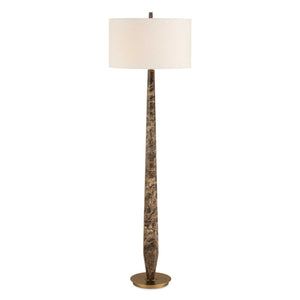 Uttermost Tyree Brown Marble Floor Lamp - Elegant Emperador Design With Brass Accents & Unique Veining Brown Steel & Emperador & Linen 30553
