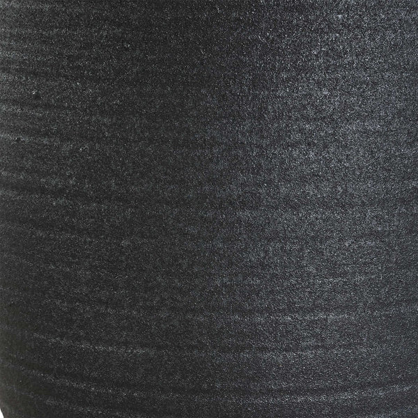 Uttermost Bower Modern Matte Black Table Lamp With Textured Ceramic Base & Antique Brass Accents Black Steel & Ceramic & Linen 30554-1