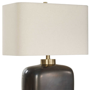 Uttermost Quentin Vintage-inspired Dark Bronze Table Lamp With White Linen Shade And Brass Accents Bronze Ceramic & Metal & Fabric 30565