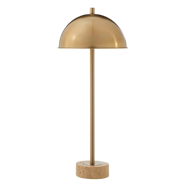 Uttermost Uttermost Dunham Travertine Brass Buffet Lamp With Dome Shade, Warm Focused Light For Modern Spaces 30540-1