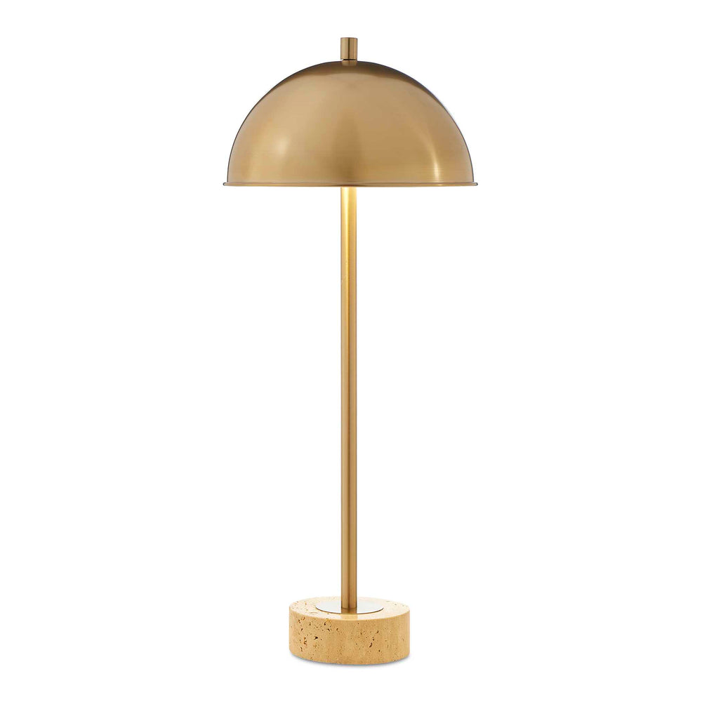 Uttermost Uttermost Dunham Travertine Brass Buffet Lamp With Dome Shade, Warm Focused Light For Modern Spaces 30540-1