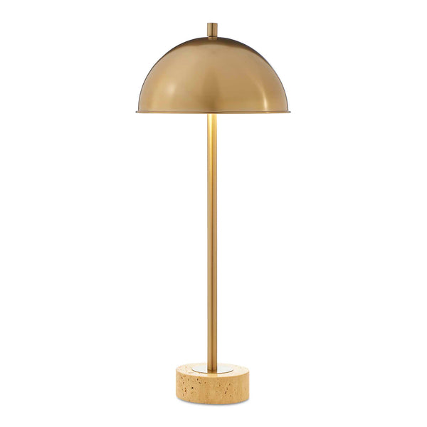 Uttermost Uttermost Dunham Travertine Brass Buffet Lamp With Dome Shade, Warm Focused Light For Modern Spaces 30540-1