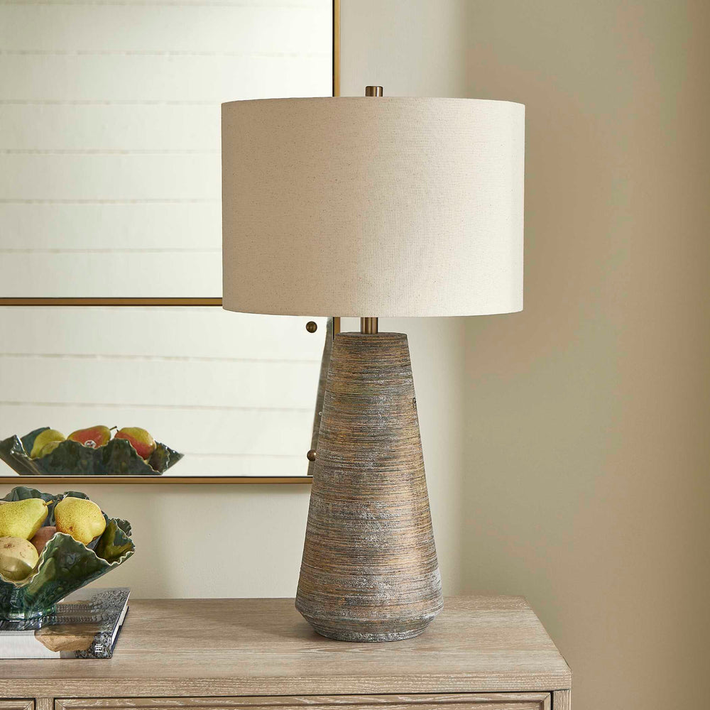 Uttermost Uttermost Mosier Ceramic Table Lamp With Brass Accents, Rustic Beige & Linen Shade For Ambient Glow 30541-1