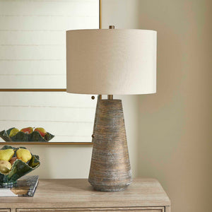 Uttermost Uttermost Mosier Ceramic Table Lamp With Brass Accents, Rustic Beige & Linen Shade For Ambient Glow 30541-1