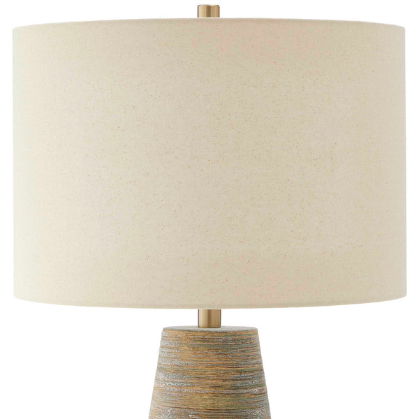 Uttermost Uttermost Mosier Ceramic Table Lamp With Brass Accents, Rustic Beige & Linen Shade For Ambient Glow 30541-1