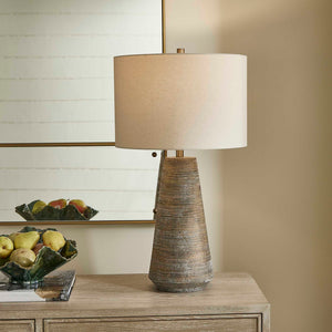 Uttermost Uttermost Mosier Ceramic Table Lamp With Brass Accents, Rustic Beige & Linen Shade For Ambient Glow 30541-1