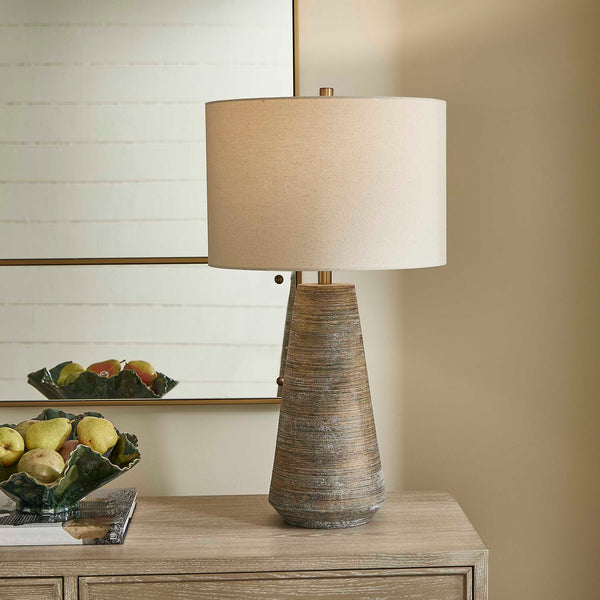 Uttermost Uttermost Mosier Ceramic Table Lamp With Brass Accents, Rustic Beige & Linen Shade For Ambient Glow 30541-1
