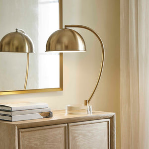 Uttermost Uttermost Romani Brass Desk Lamp — Antique Brass Finish, Crystal Foot, Curved Dome Shade For Task Lighting 30542-1
