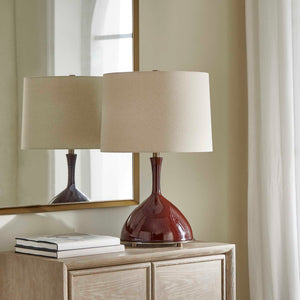 Uttermost Uttermost Colette Burgundy Table Lamp — 24"H Hand-Glazed Ceramic, Brass Accents, White Linen Shade, Elegant Ambient Lighting 30544-1