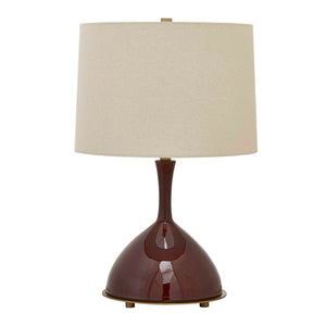 Uttermost Uttermost Colette Burgundy Table Lamp — 24"H Hand-Glazed Ceramic, Brass Accents, White Linen Shade, Elegant Ambient Lighting 30544-1