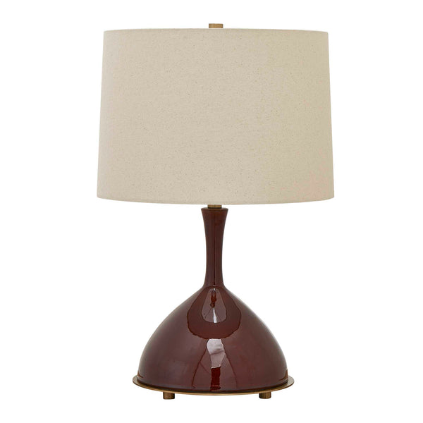 Uttermost Uttermost Colette Burgundy Table Lamp — 24"H Hand-Glazed Ceramic, Brass Accents, White Linen Shade, Elegant Ambient Lighting 30544-1