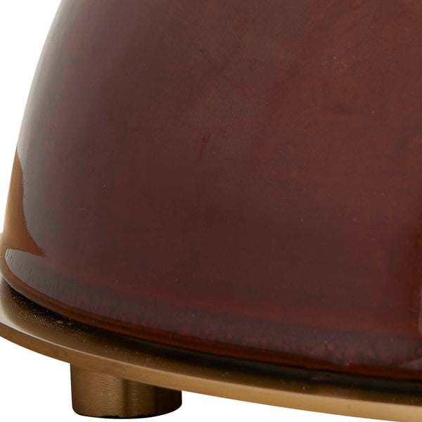 Uttermost Uttermost Colette Burgundy Table Lamp — 24"H Hand-Glazed Ceramic, Brass Accents, White Linen Shade, Elegant Ambient Lighting 30544-1