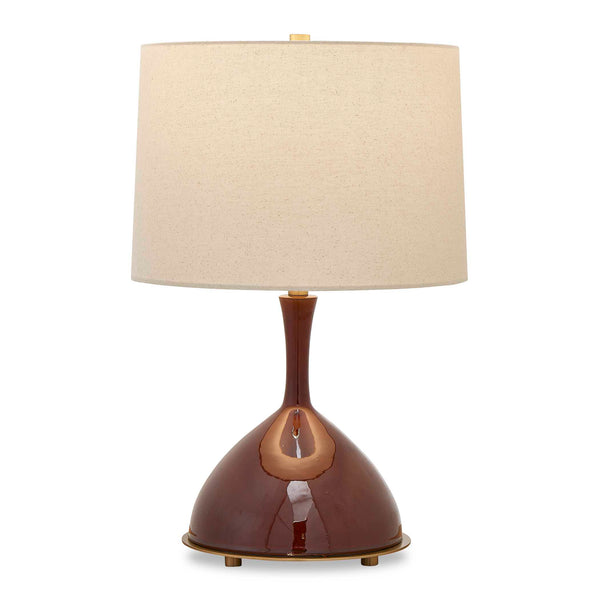 Uttermost Uttermost Colette Burgundy Table Lamp — 24"H Hand-Glazed Ceramic, Brass Accents, White Linen Shade, Elegant Ambient Lighting 30544-1