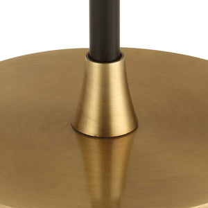 Uttermost Stowe Elegant Satin Black Floor Lamp With Brass Accents & Crisp White Linen Shade Black Metal,Fabric 30592