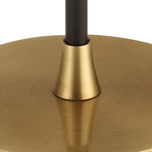 Uttermost Stowe Elegant Satin Black Floor Lamp With Brass Accents & Crisp White Linen Shade Black Metal,Fabric 30592