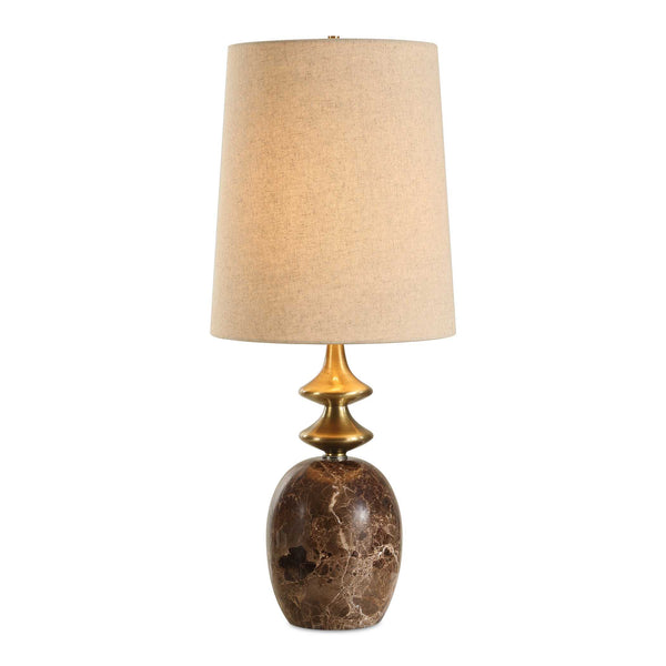 Uttermost Percy Elegant Brown Marble Buffet Lamp With Ivory Veining & Brass Details For Stylish Decor Brass,Brown Marble,Metal,Fabric 30593