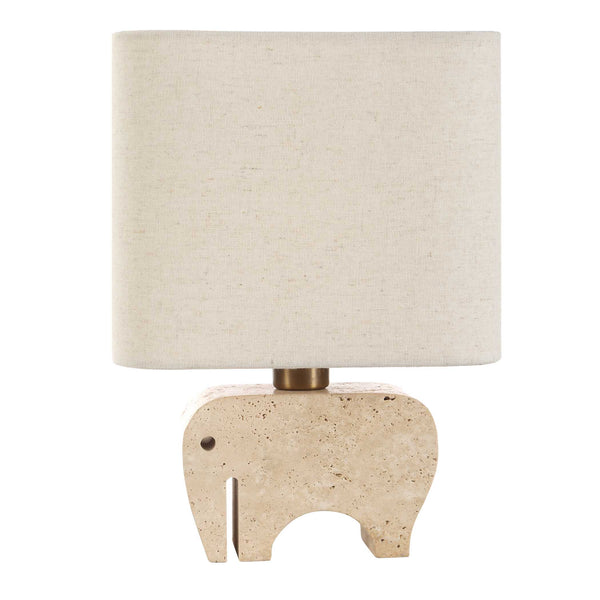 Uttermost Tusk Elephant Accent Lamp - Whimsical Beige Travertine With Brass Details, Perfect Decor! Brown Metal & Marble 30609-1