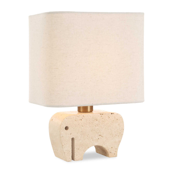 Uttermost Tusk Elephant Accent Lamp - Whimsical Beige Travertine With Brass Details, Perfect Decor! Brown Metal & Marble 30609-1