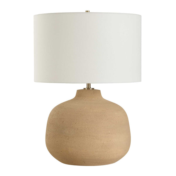 Uttermost Cline Terracotta Table Lamp - Earthy Elegance With Brass Accents And White Linen Shade Brown Steel & Ceramic 30600-1