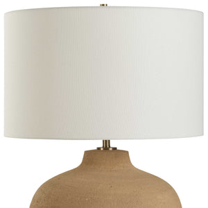 Uttermost Cline Terracotta Table Lamp - Earthy Elegance With Brass Accents And White Linen Shade Brown Steel & Ceramic 30600-1