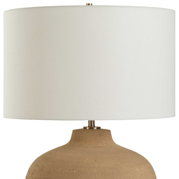 Uttermost Cline Terracotta Table Lamp - Earthy Elegance With Brass Accents And White Linen Shade Brown Steel & Ceramic 30600-1