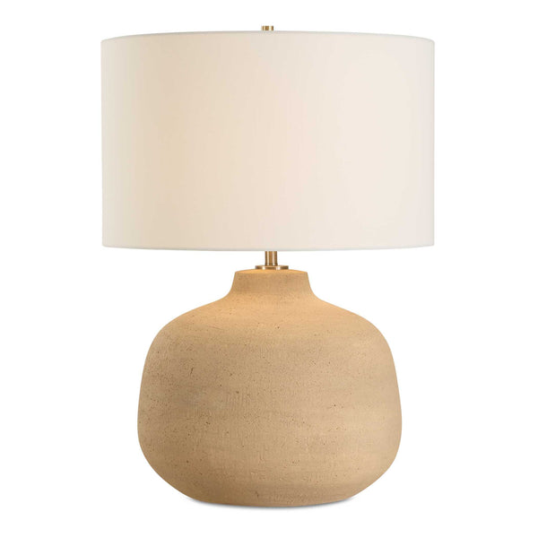 Uttermost Cline Terracotta Table Lamp - Earthy Elegance With Brass Accents And White Linen Shade Brown Steel & Ceramic 30600-1