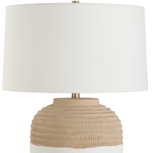 Uttermost Bellaby Two-tone Terracotta Table Lamp With Brass Accents & White Linen Shade For Elegance Brown,White Steel,Ceramic,Fabric 30564-1