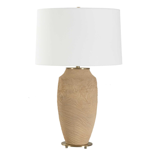Uttermost Sandstone Flow Terracotta Table Lamp - Handcrafted Artistry With Brass Accents & Earthy Tones Brown Steel & Ceramic 30601