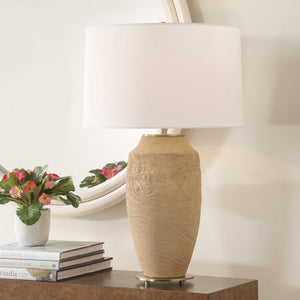 Uttermost Sandstone Flow Terracotta Table Lamp - Handcrafted Artistry With Brass Accents & Earthy Tones Brown Steel & Ceramic 30601