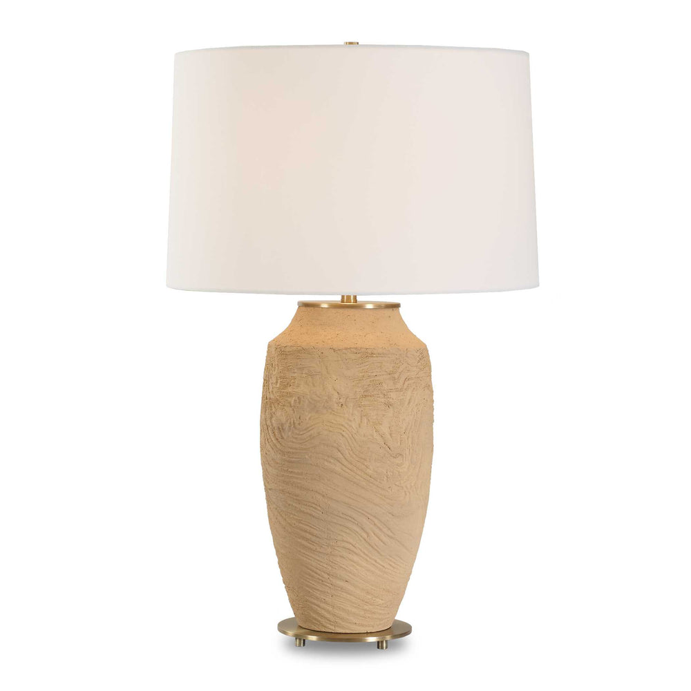 Uttermost Sandstone Flow Terracotta Table Lamp - Handcrafted Artistry With Brass Accents & Earthy Tones Brown Steel & Ceramic 30601