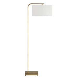 Uttermost Laight Antique Brass Floor Lamp - Timeless Elegance With Clean Lines & White Drum Shade Brass,Gold Steel,Fabric 30561