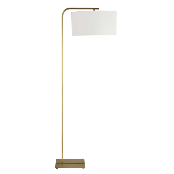 Uttermost Laight Antique Brass Floor Lamp - Timeless Elegance With Clean Lines & White Drum Shade Brass,Gold Steel,Fabric 30561