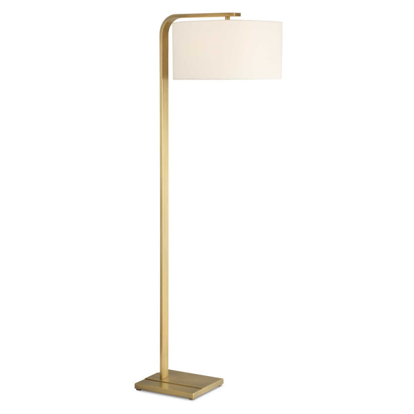 Uttermost Laight Antique Brass Floor Lamp - Timeless Elegance With Clean Lines & White Drum Shade Brass,Gold Steel,Fabric 30561