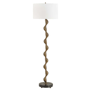Uttermost Remolino Bronze Floor Lamp - Elegant Cast Iron Design With Black Marble Base & White Shade Black,Bronze Marble,Iron,Fabric 30567