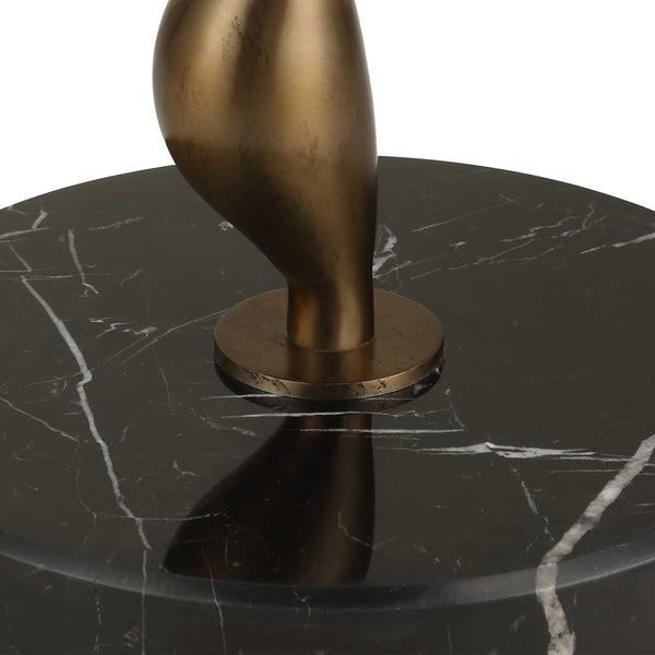 Uttermost Remolino Bronze Floor Lamp - Elegant Cast Iron Design With Black Marble Base & White Shade Black,Bronze Marble,Iron,Fabric 30567